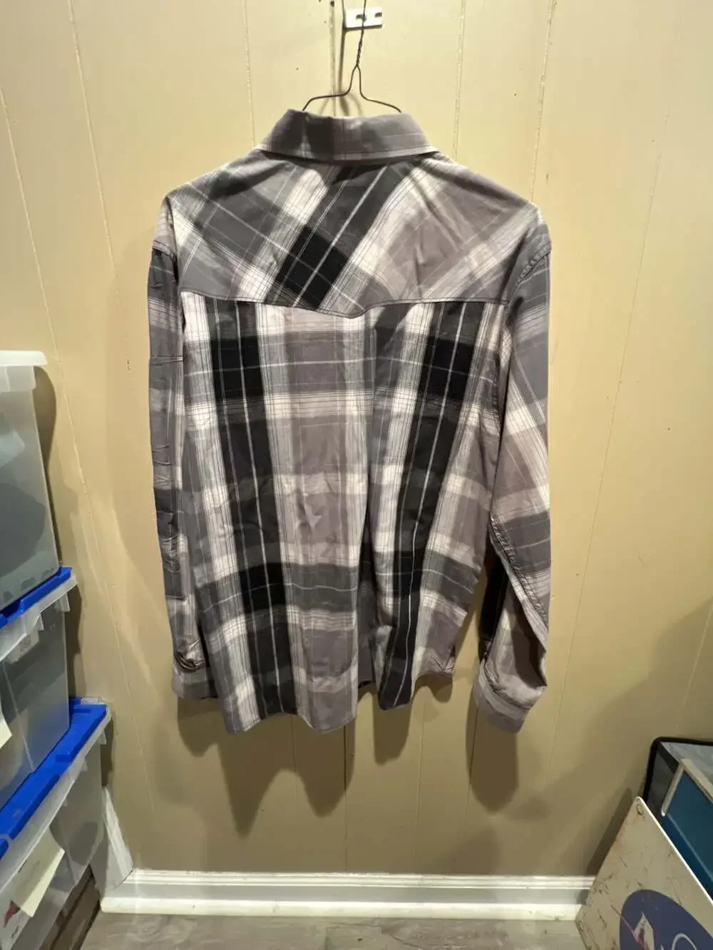 Levi's Men's Modern Western Long Sleeve Gray Plaid Pearl Snap Shirt